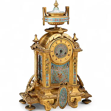 Countertop clock in gilt bronze and Cloisonné enamel, 20th century