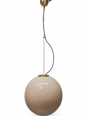 Lampada a sospensione Leucos in ottone di Roberto Pamio, anni '80