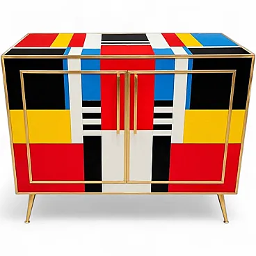 Multicolored glass sideboard, 1980s
