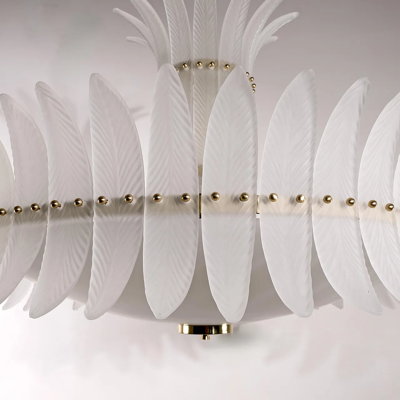 Lampadario in stile Art Déco con piume in vetro di Murano, '900 8