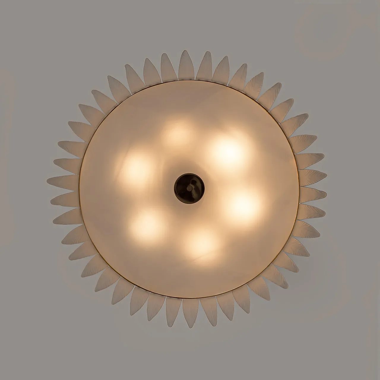 Lampadario in stile Art Déco con piume in vetro di Murano, '900 10
