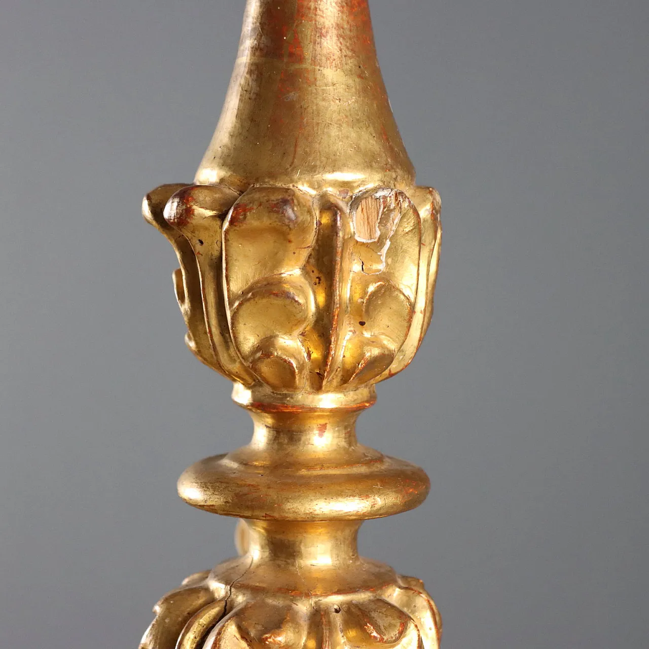 Carved and gilded wooden candelabra, 19th century 4