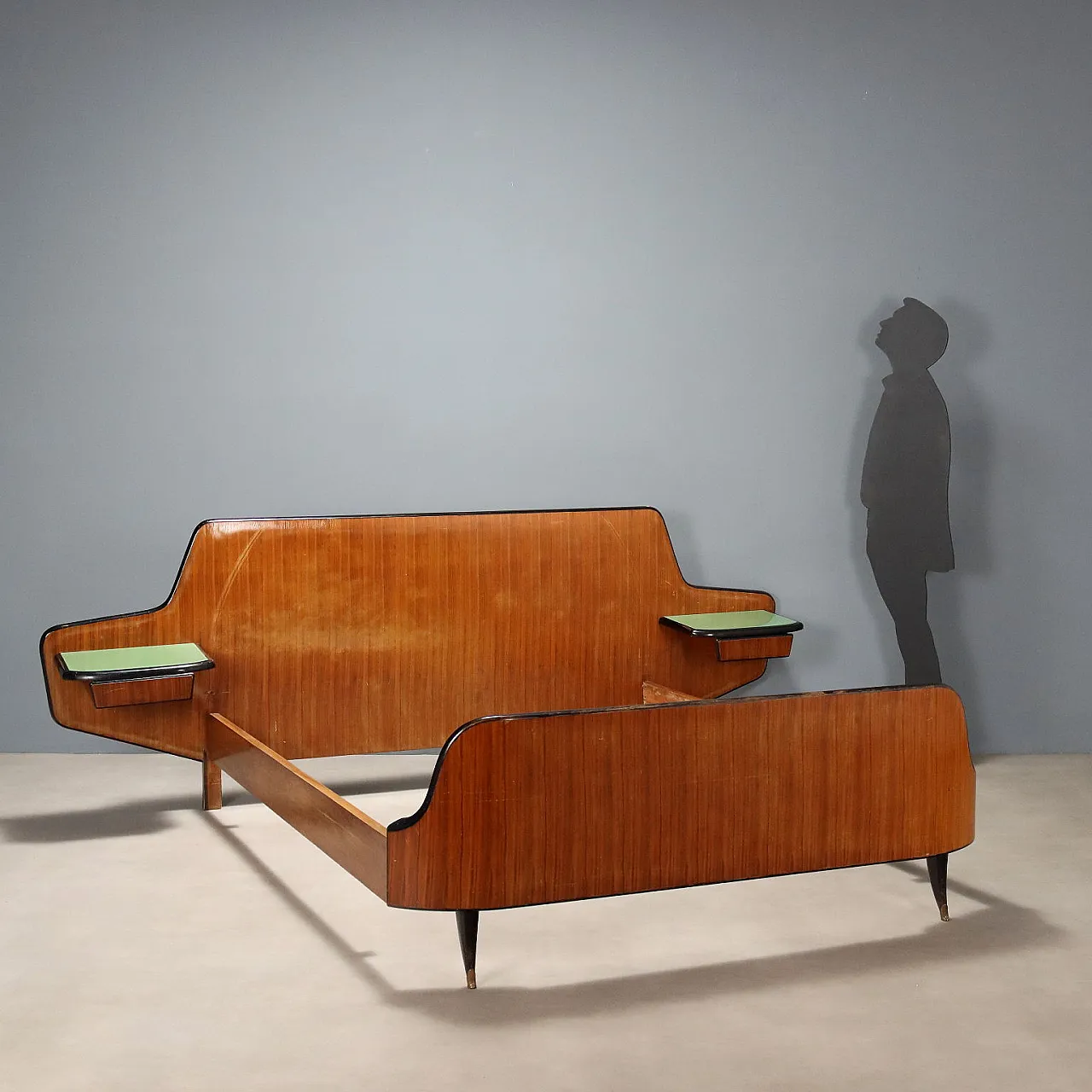 Bed with bedside tables, mid-20th century 3