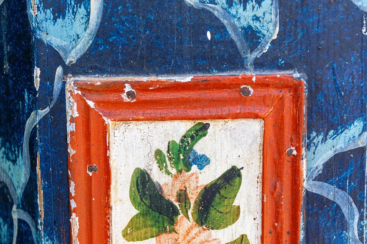 Baroque folk art hand-painted cabinet in wood, late 19th century 25