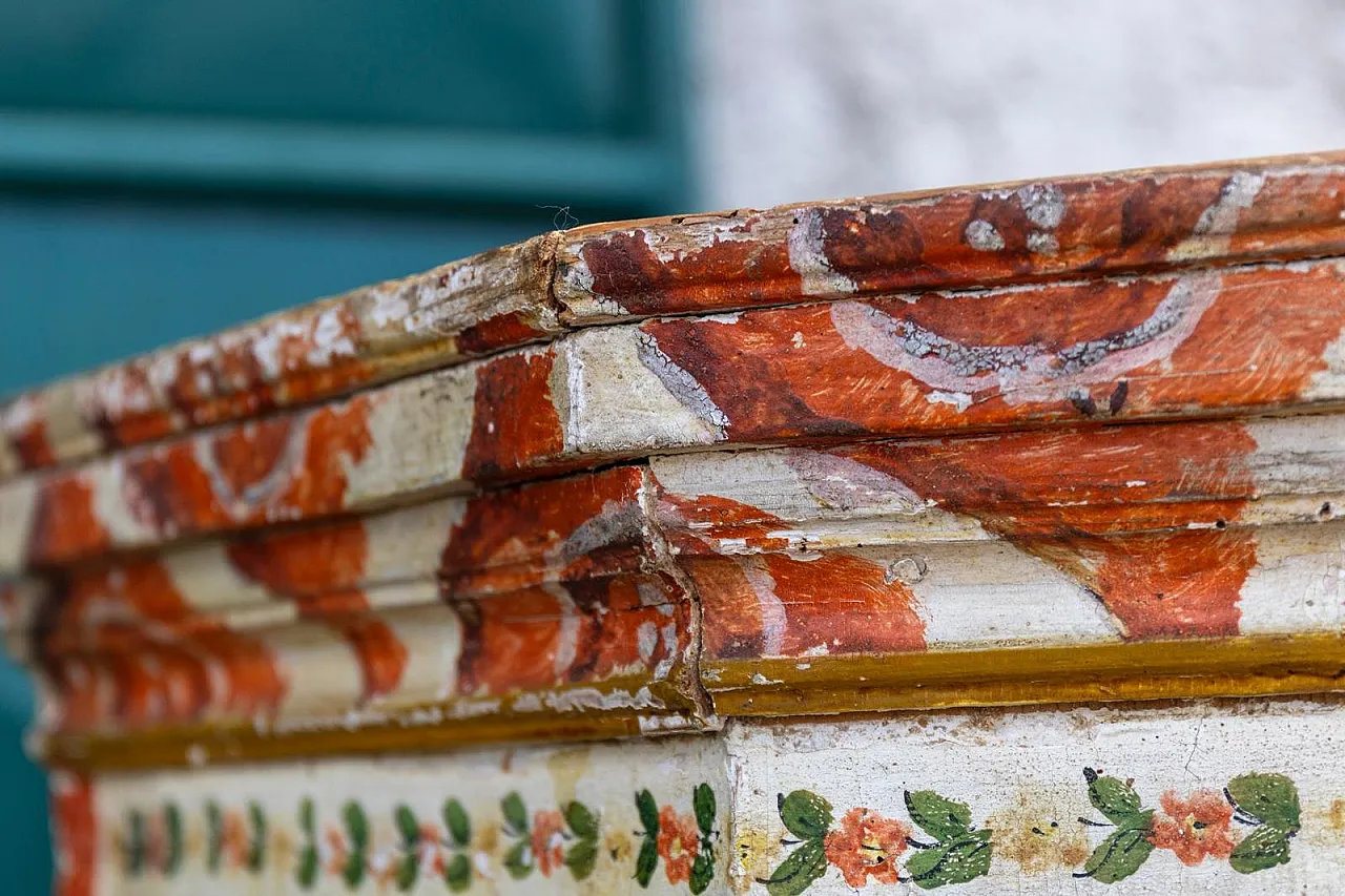 Baroque folk art hand-painted cabinet in wood, late 19th century 26