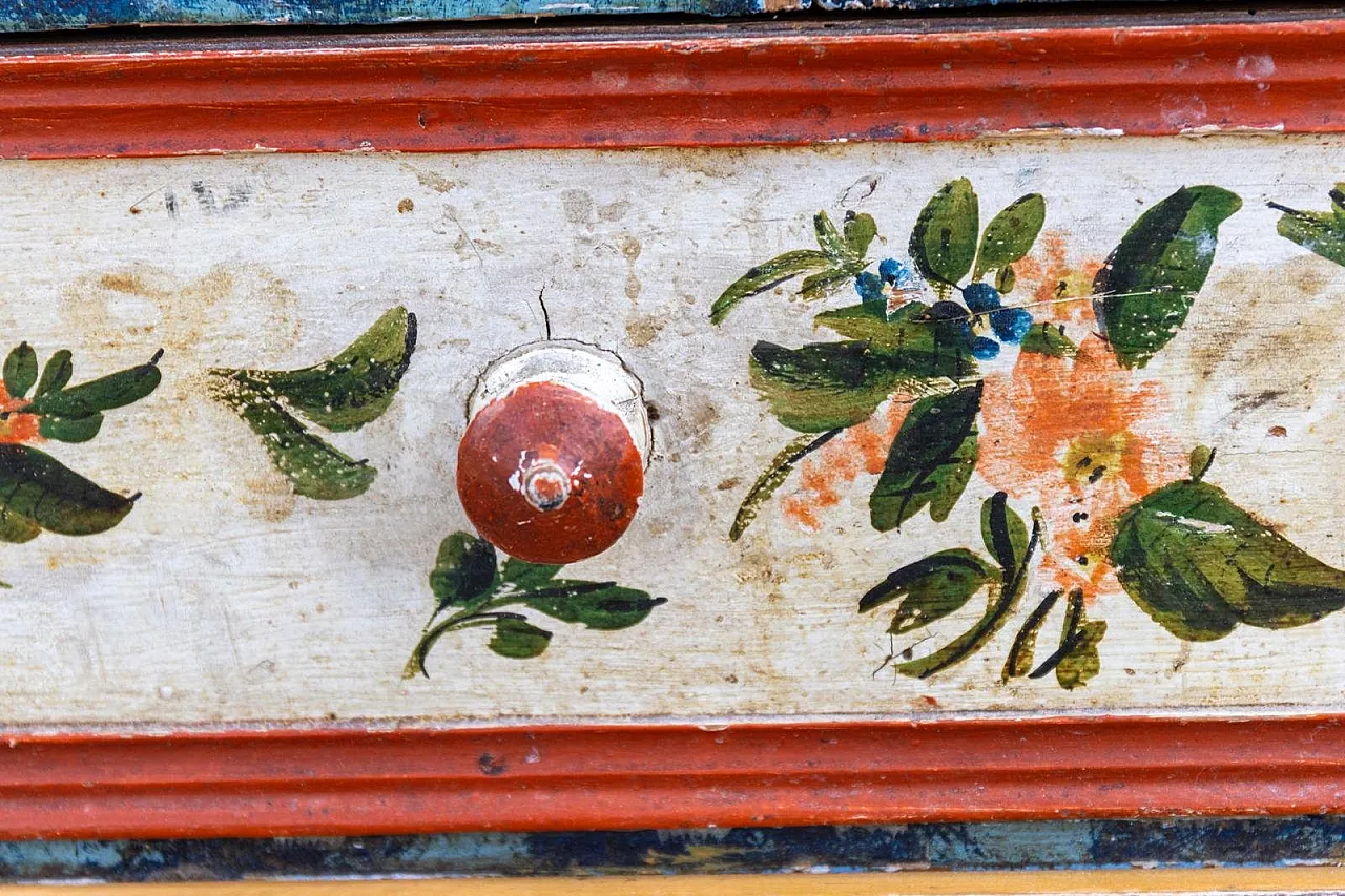 Baroque folk art hand-painted cabinet in wood, late 19th century 27