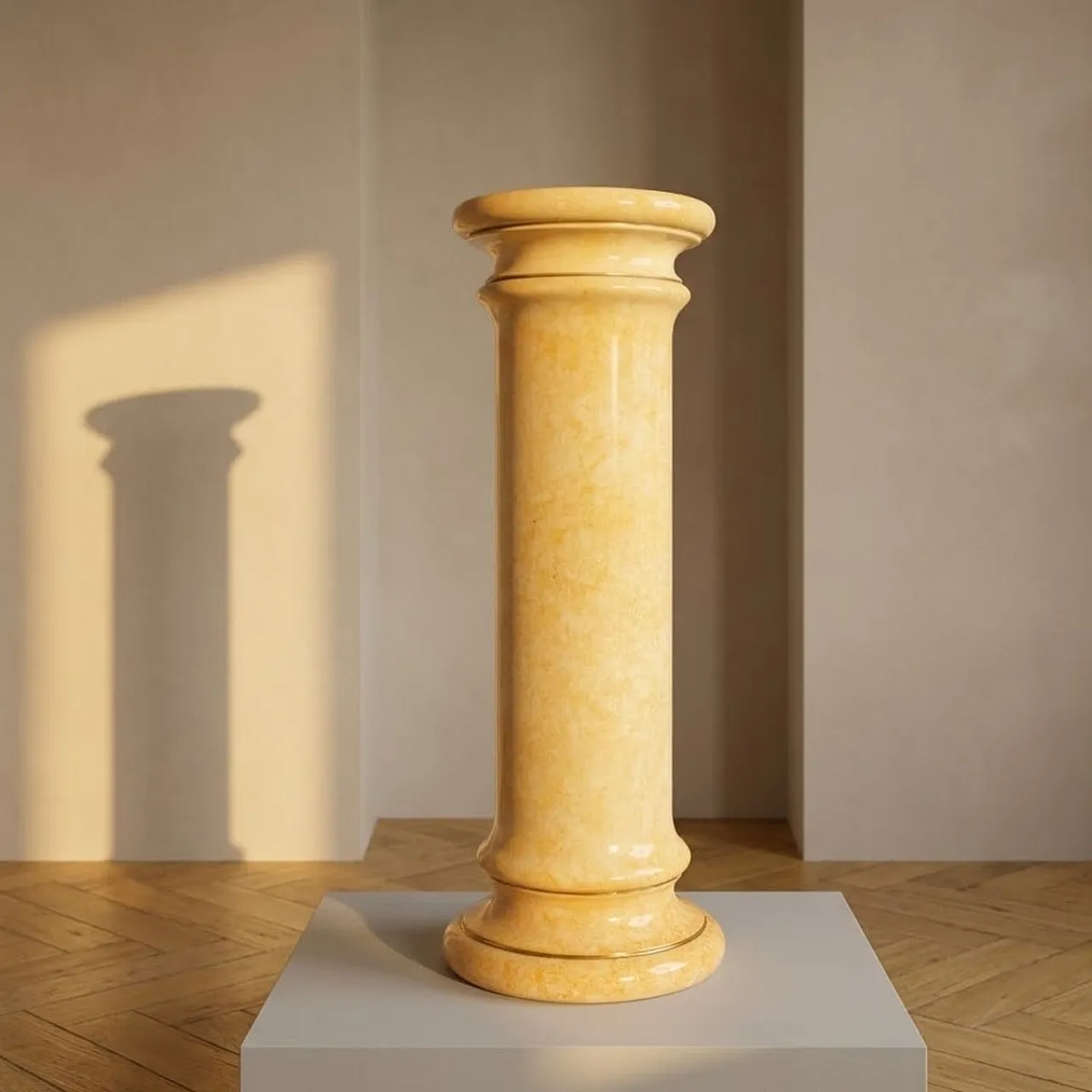 Glazed ceramic pedestal column in marbled onyx, 20th century 1