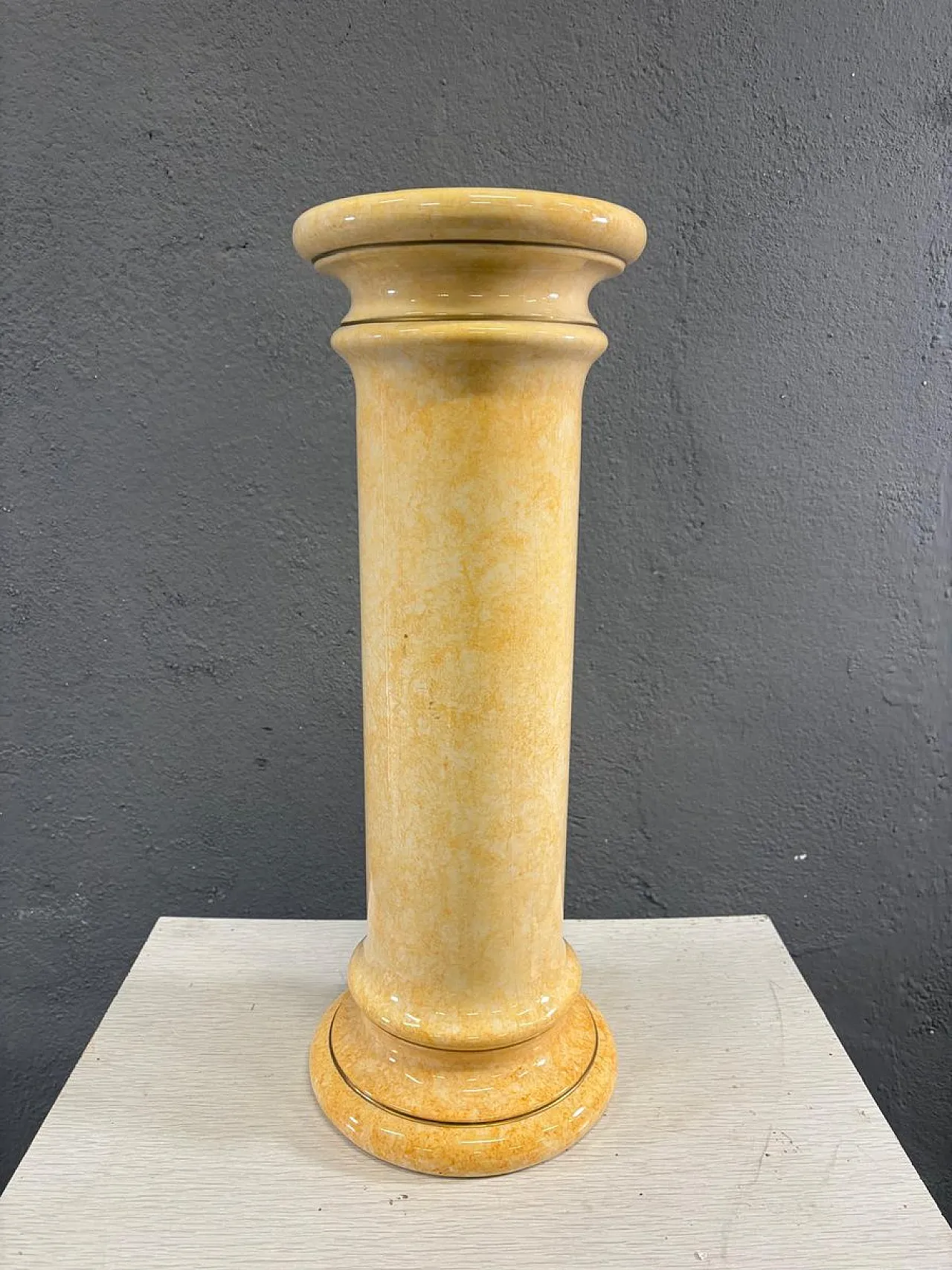 Glazed ceramic pedestal column in marbled onyx, 20th century 2
