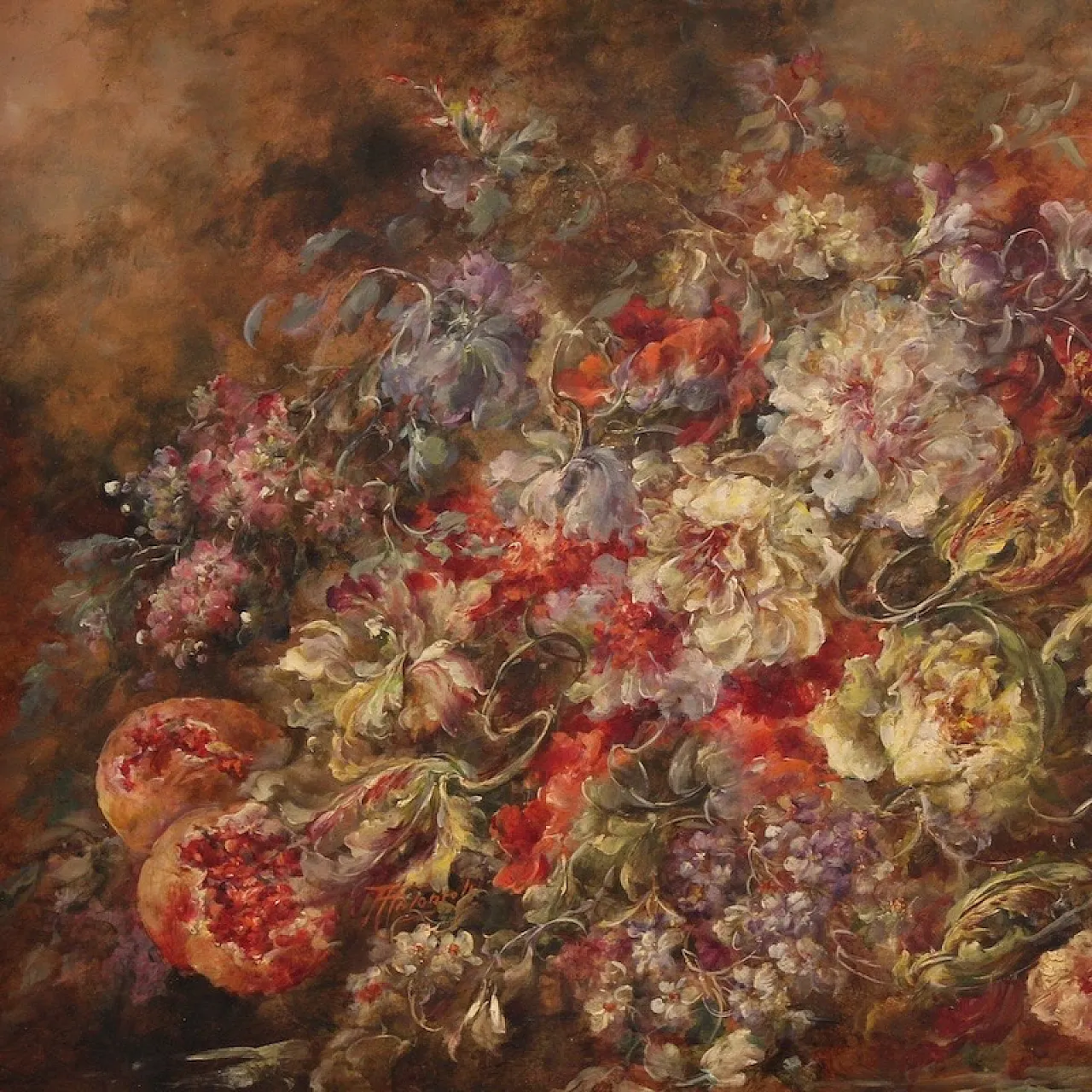 Dipinto italiano su rame natura morta firmato Antonioli, anni '70 3