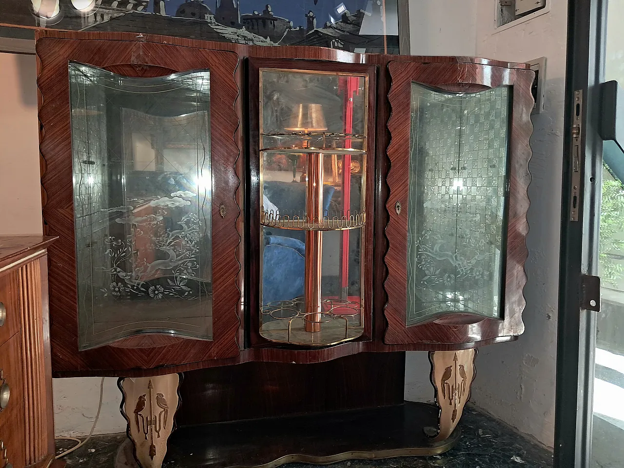 Mobile bar specchiato e molato di Pier Luigi Colli, anni '30 1