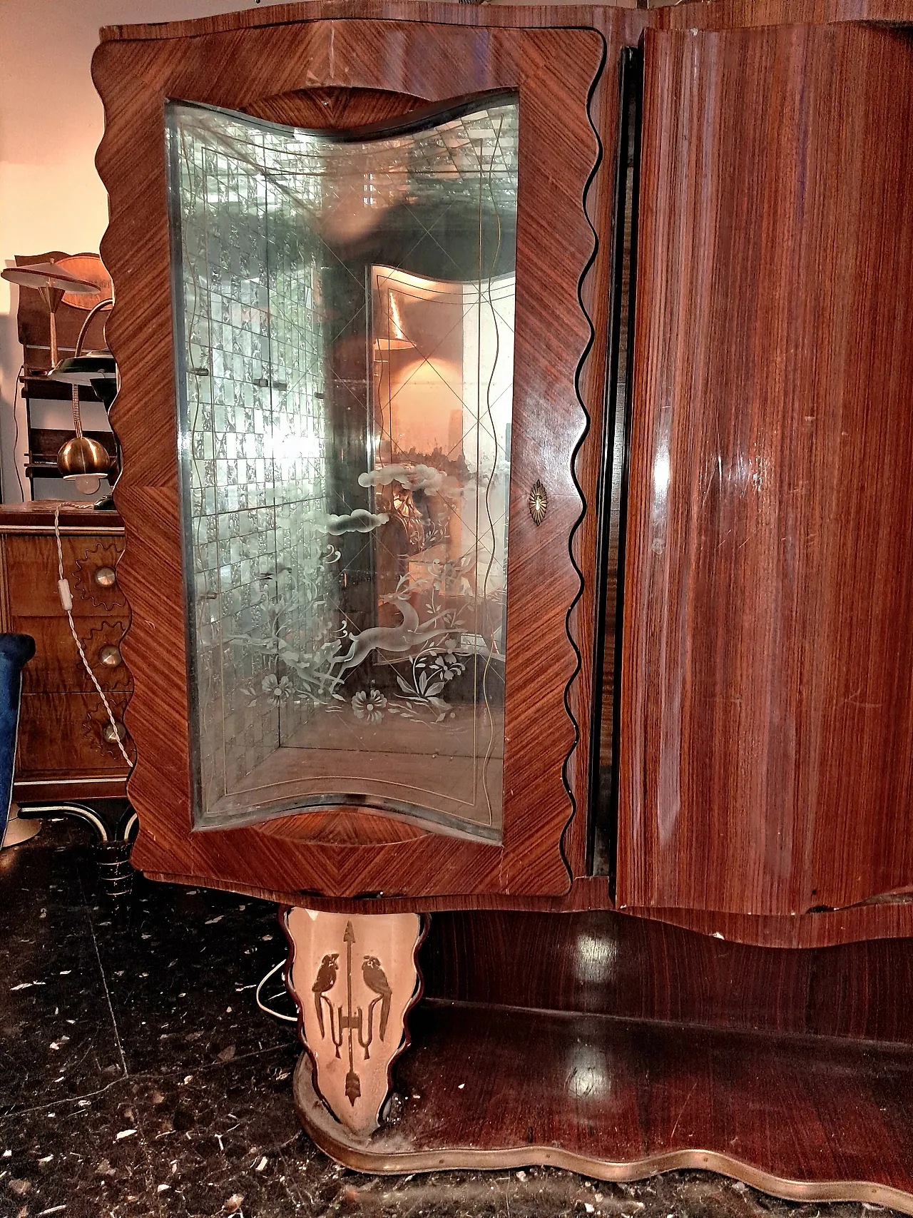 Mobile bar specchiato e molato di Pier Luigi Colli, anni '30 3