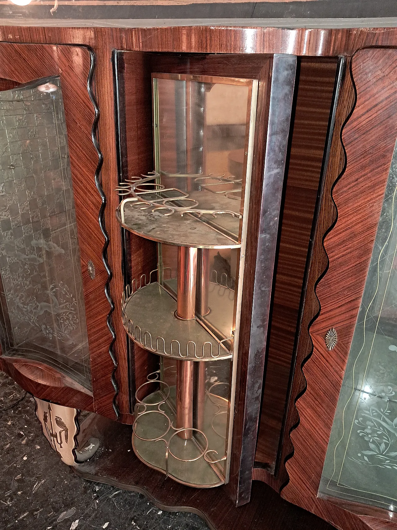 Mobile bar specchiato e molato di Pier Luigi Colli, anni '30 6
