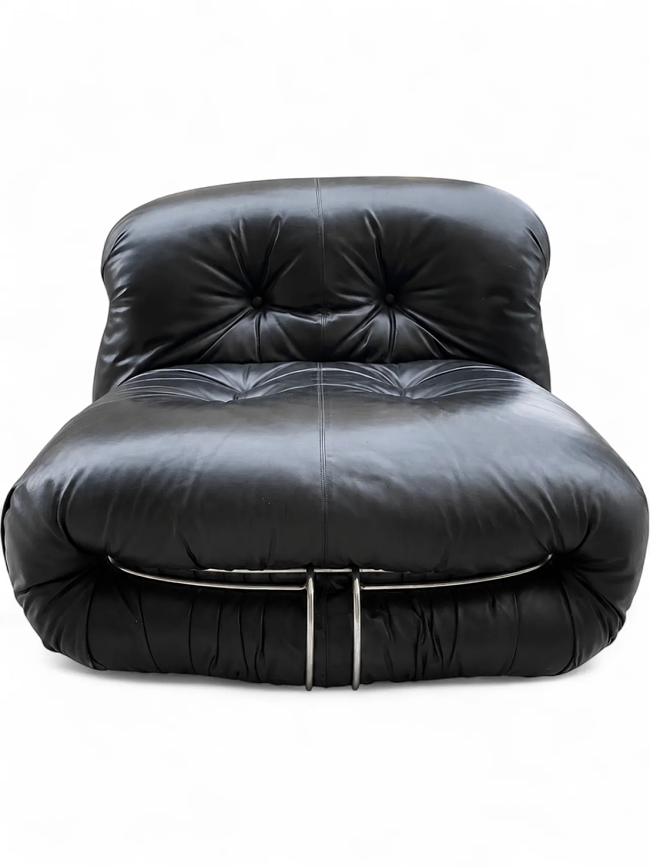 Soriana armchair by Cassina in black leather, 1970s 8