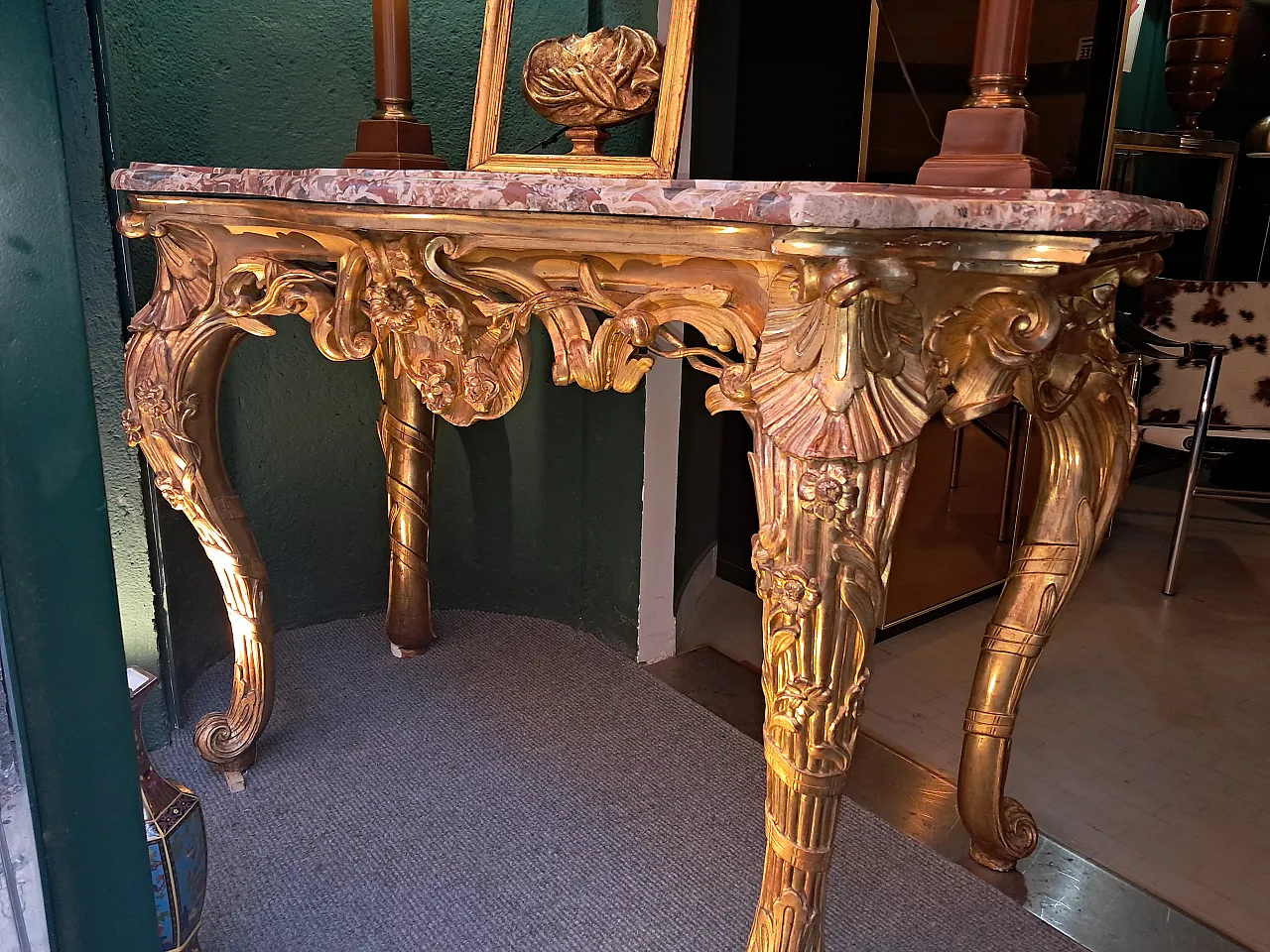 Louis XV gilded console, Marche, 18th century 12
