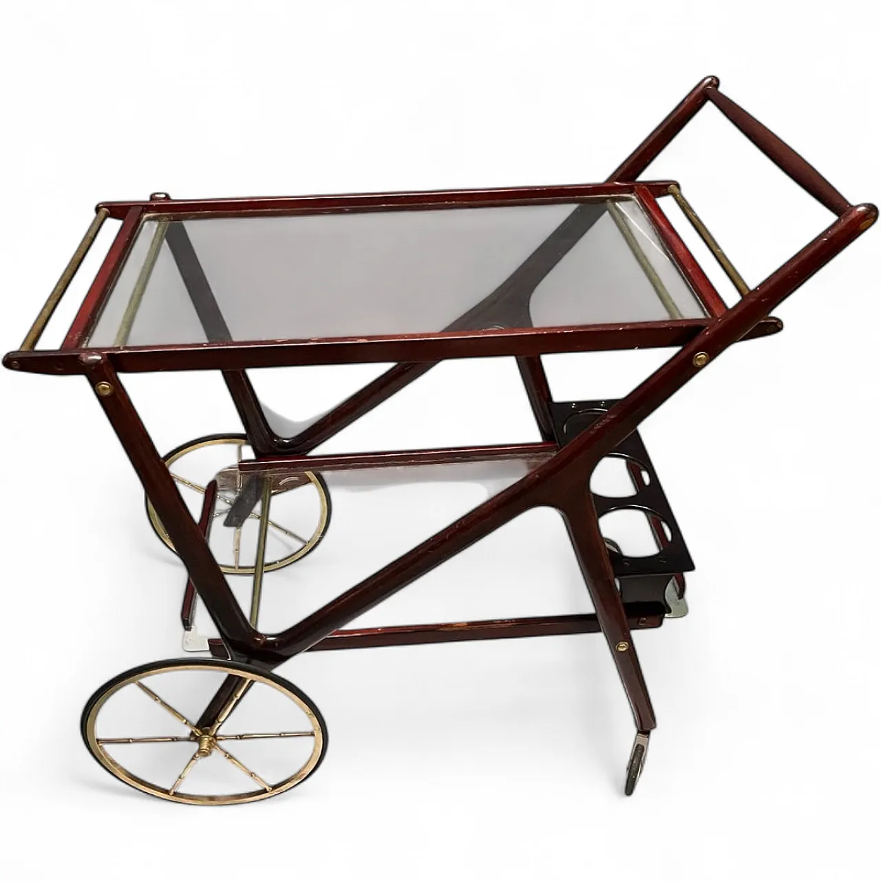 Carrello bar in mogano di Cesare Lacca, anni '50 12