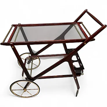 Mahogany bar cart by Cesare Lacca, 1950s