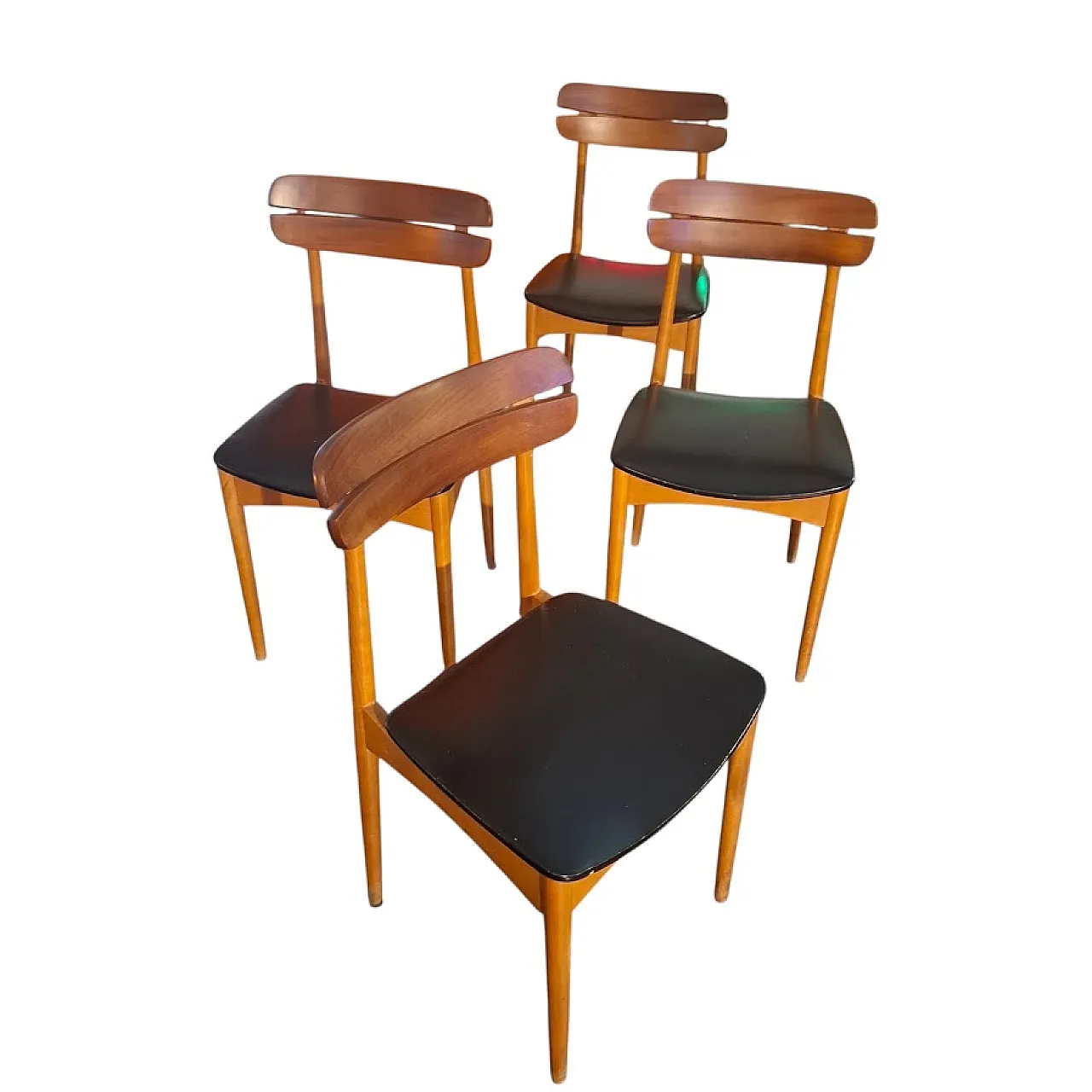 4 Mid Century teak chairs, 1960s 4