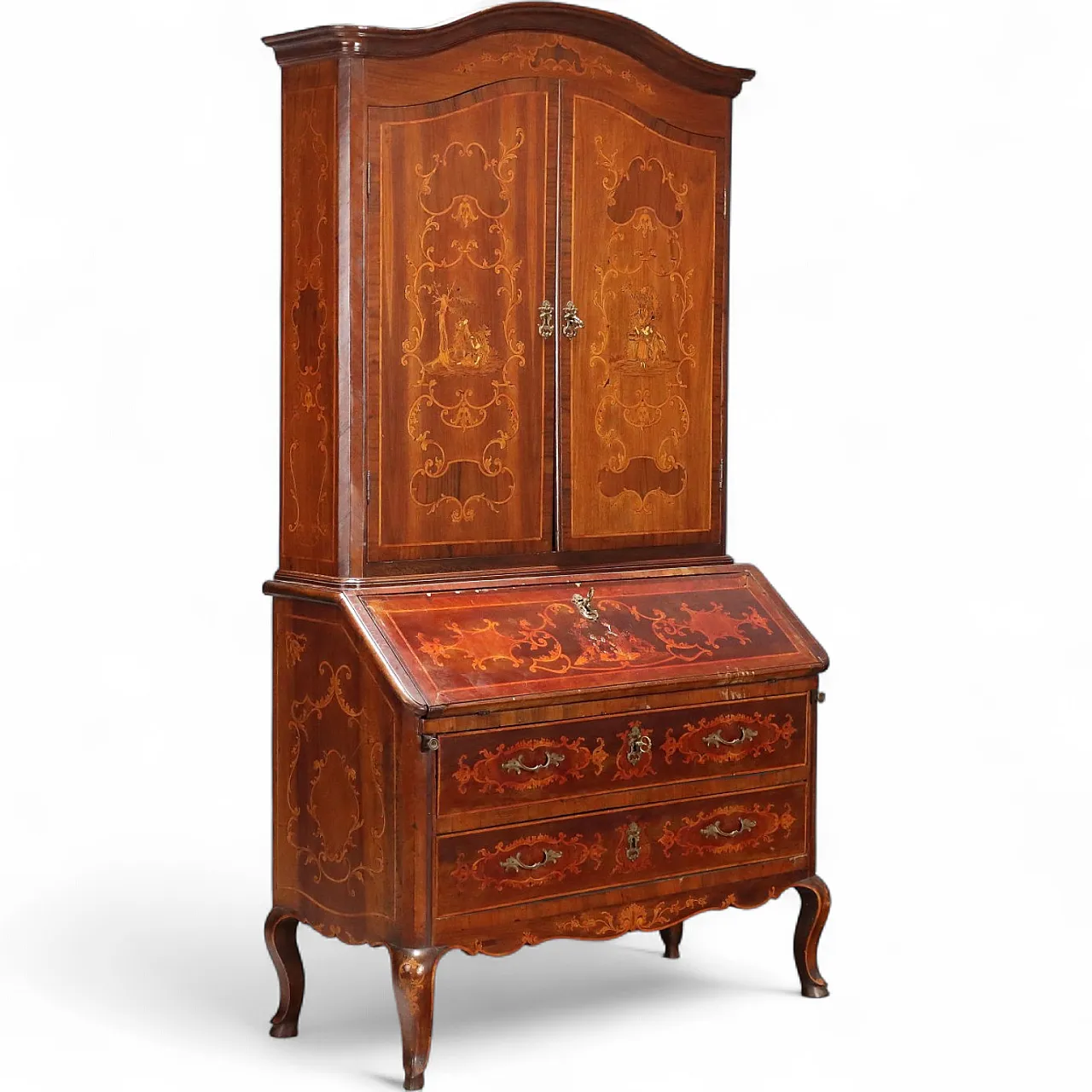 Walnut trumeau with maple inlays, 20th century 11