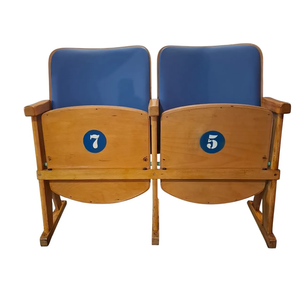 Pair of upholstered cinema chairs, 1960s 1