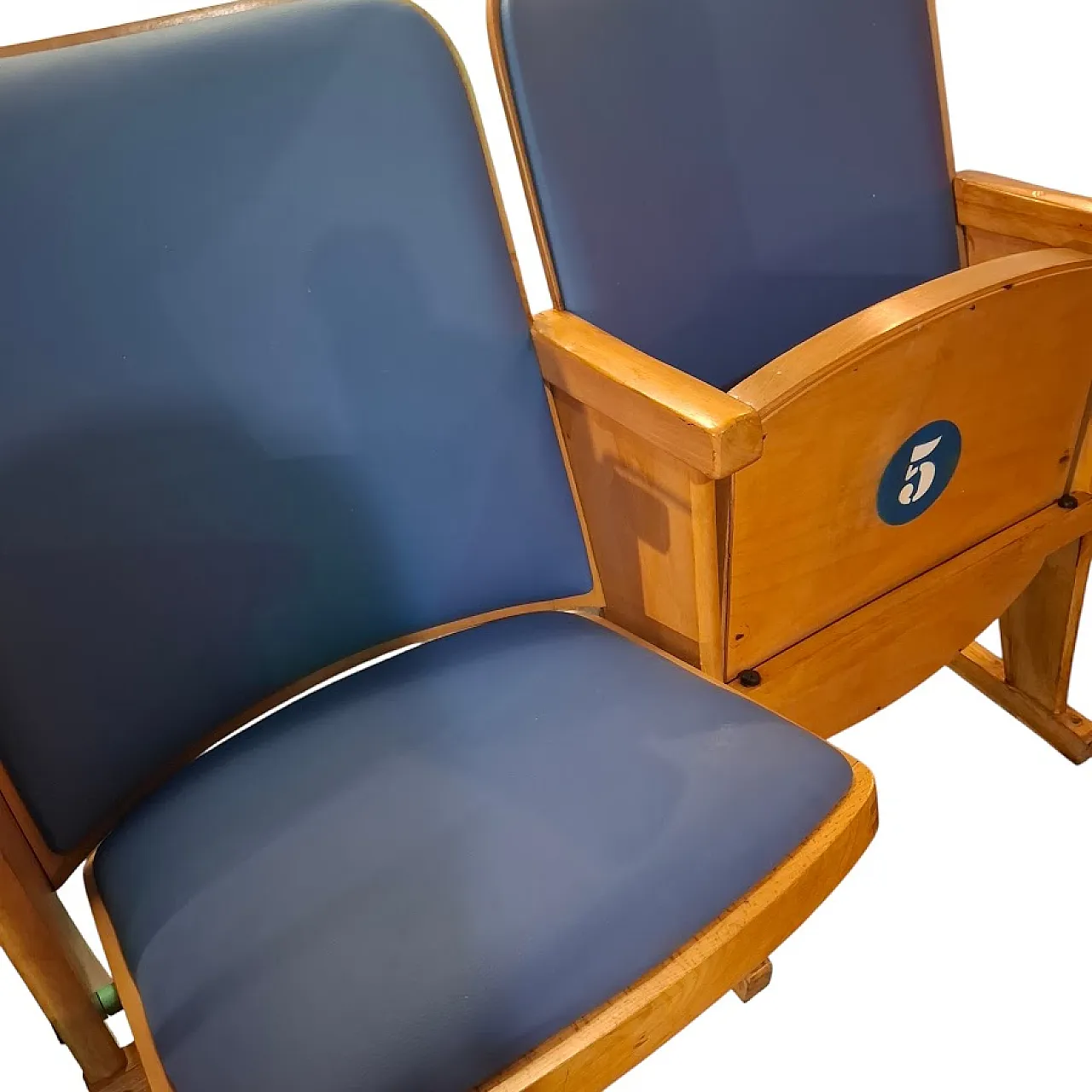 Pair of upholstered cinema chairs, 1960s 2