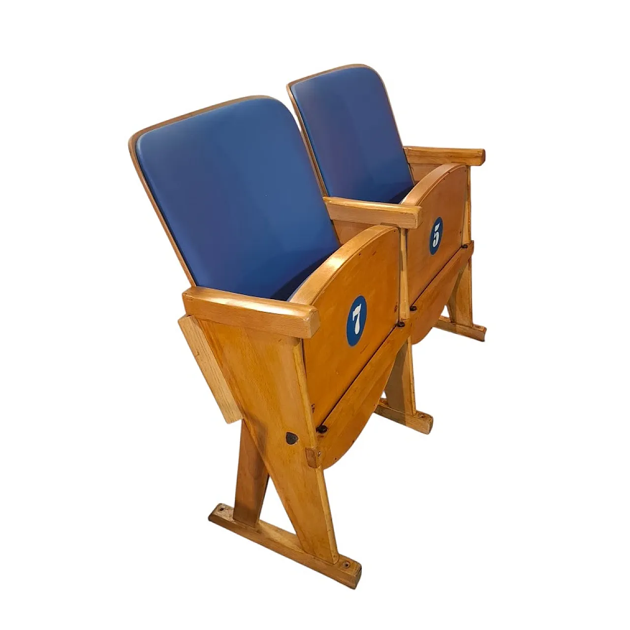 Pair of upholstered cinema chairs, 1960s 3