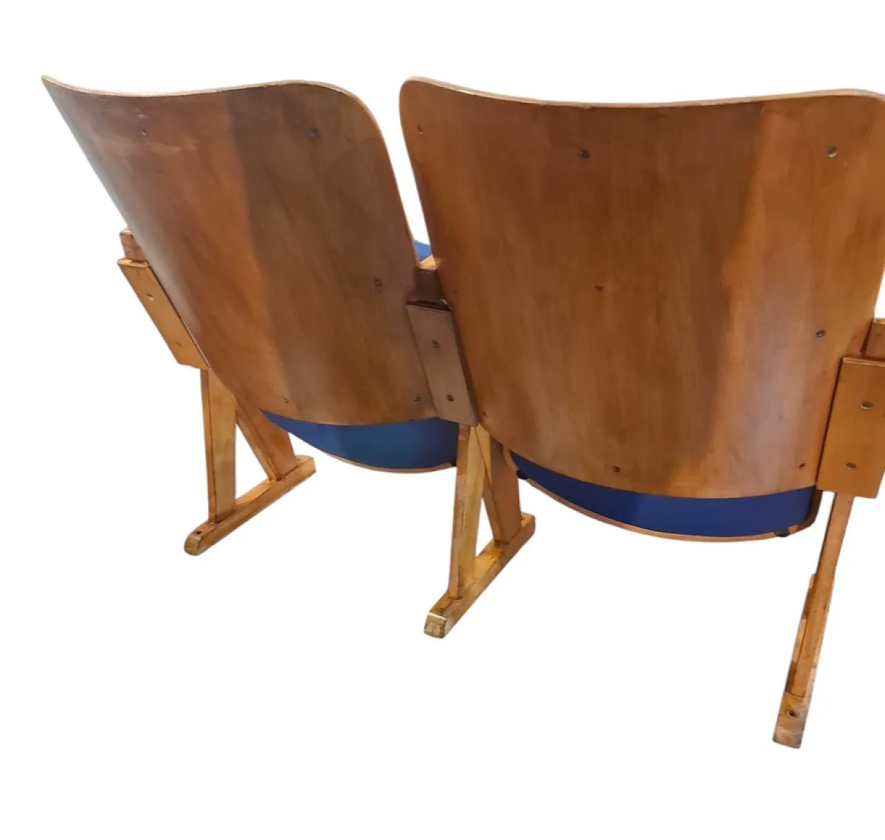 Pair of upholstered cinema chairs, 1960s 4