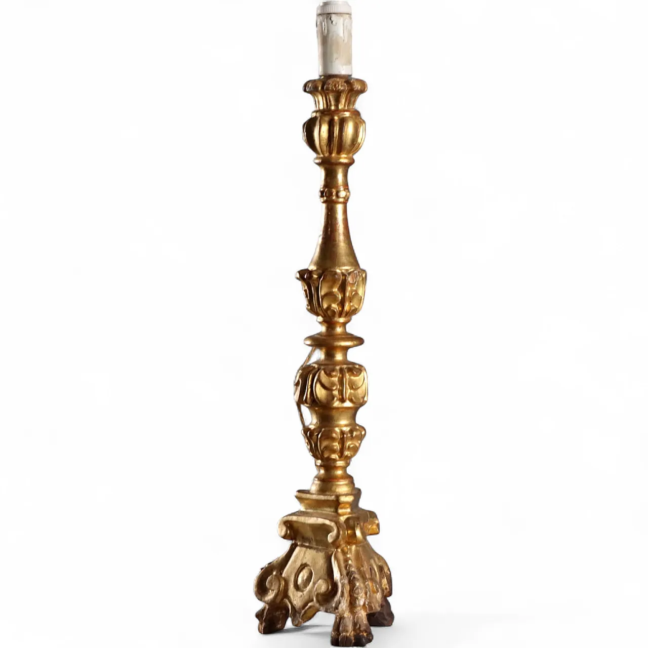 Carved and gilded wooden candelabra, 19th century 8