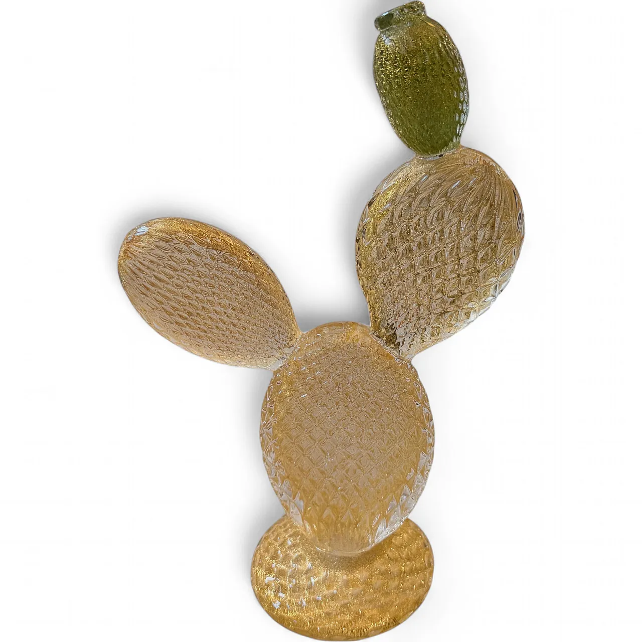 Cactus fiorito in vetro di Murano verde e oro di Dior Home, anni '90 15