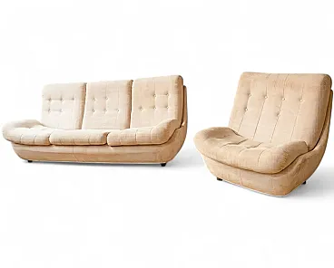 Atlantis upholstered sofa and lounge chair from Jitona, 1970s