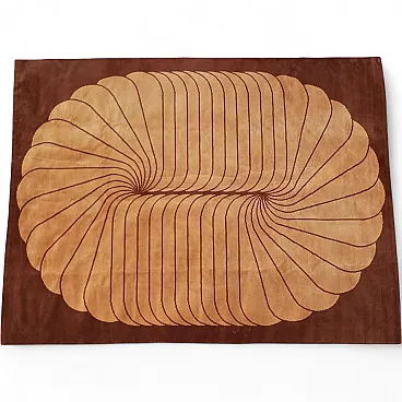 Rare European rug inspired by op-art, 1970s