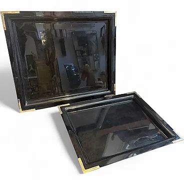 Pair of Mid-Century Modern lucite and brass barware trays, 1970s