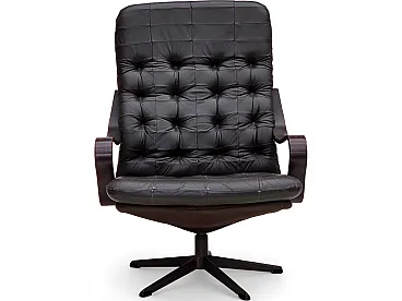 1970s, Scandinavian swivel armchair, patchwork furniture leather.