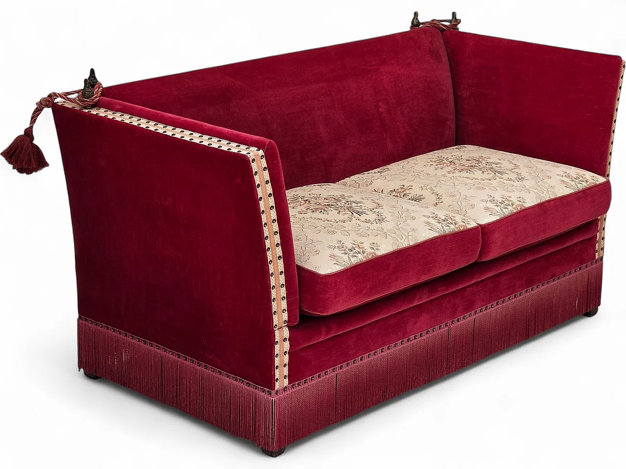 1970s, Danish 2-seater drop arm sofa, furniture velour. 19