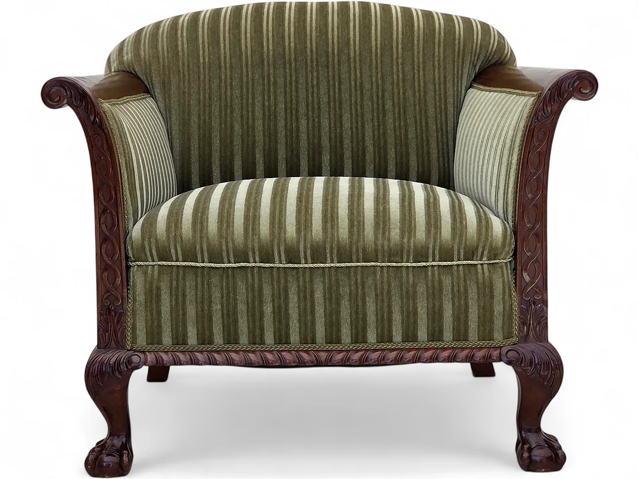 1950s, Danish armchair, furniture velour, teak wood. 16