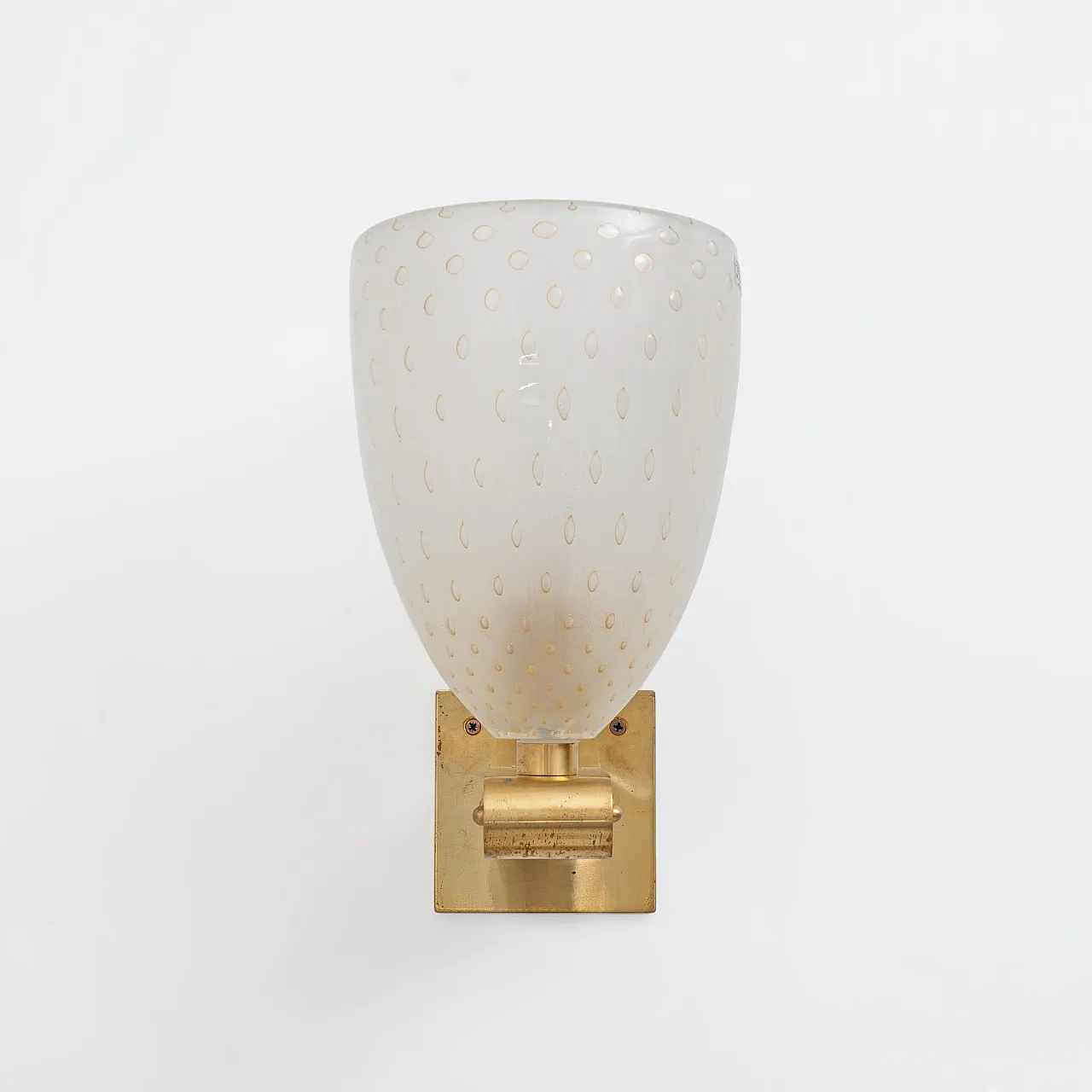 Coppia di applique in vetro pulegoso di Murano e ottone, anni '80 3