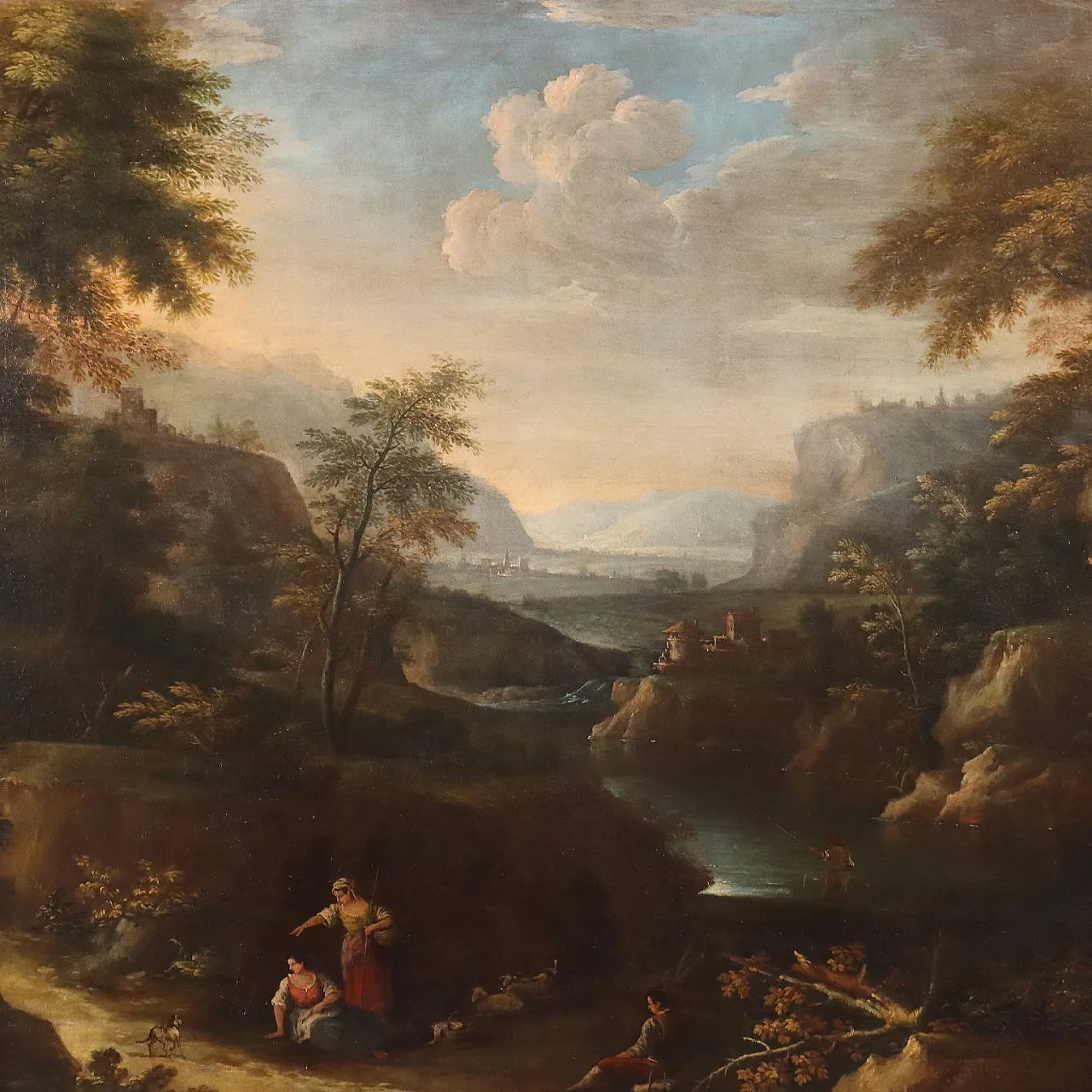 Dipinto con Paesaggio e Figure, '700 3