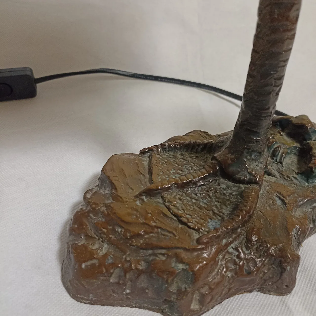 Tiffany style flamingo lamp with patinated bronze base. 11