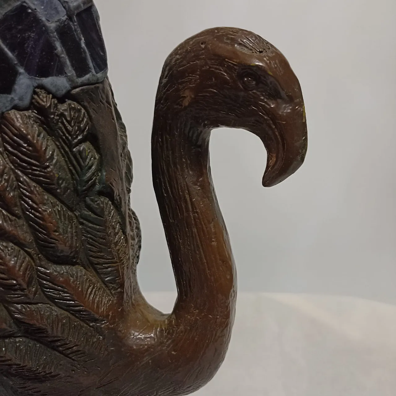 Tiffany style flamingo lamp with patinated bronze base. 23