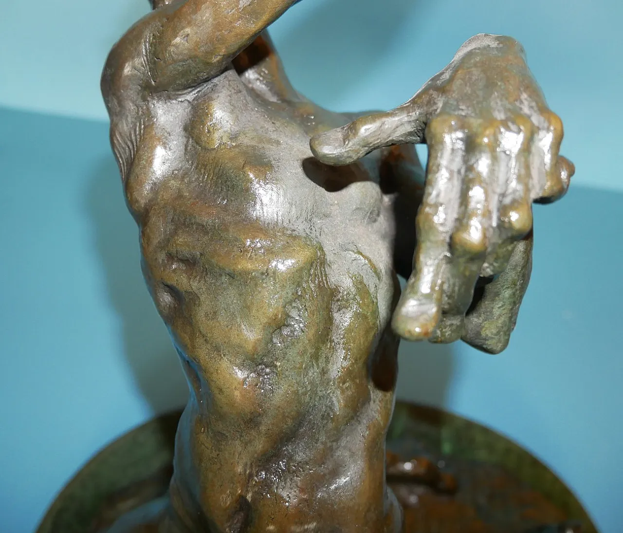 Patinated bronze sculpture signed B.C. Zheng 10
