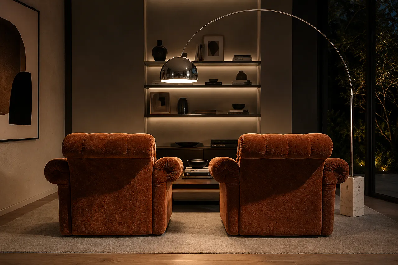 Pair of Space Age armchairs in brown velvet, 1970s 2