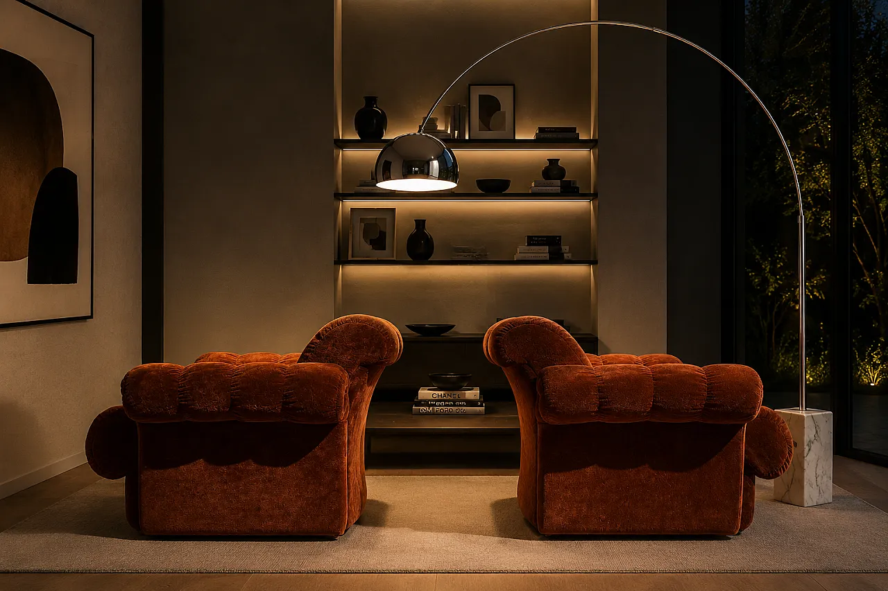 Pair of Space Age armchairs in brown velvet, 1970s 4