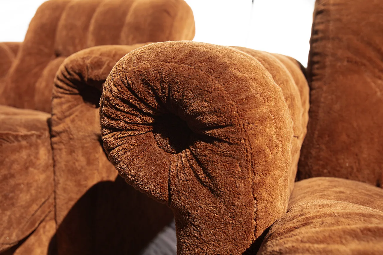 Pair of Space Age armchairs in brown velvet, 1970s 5
