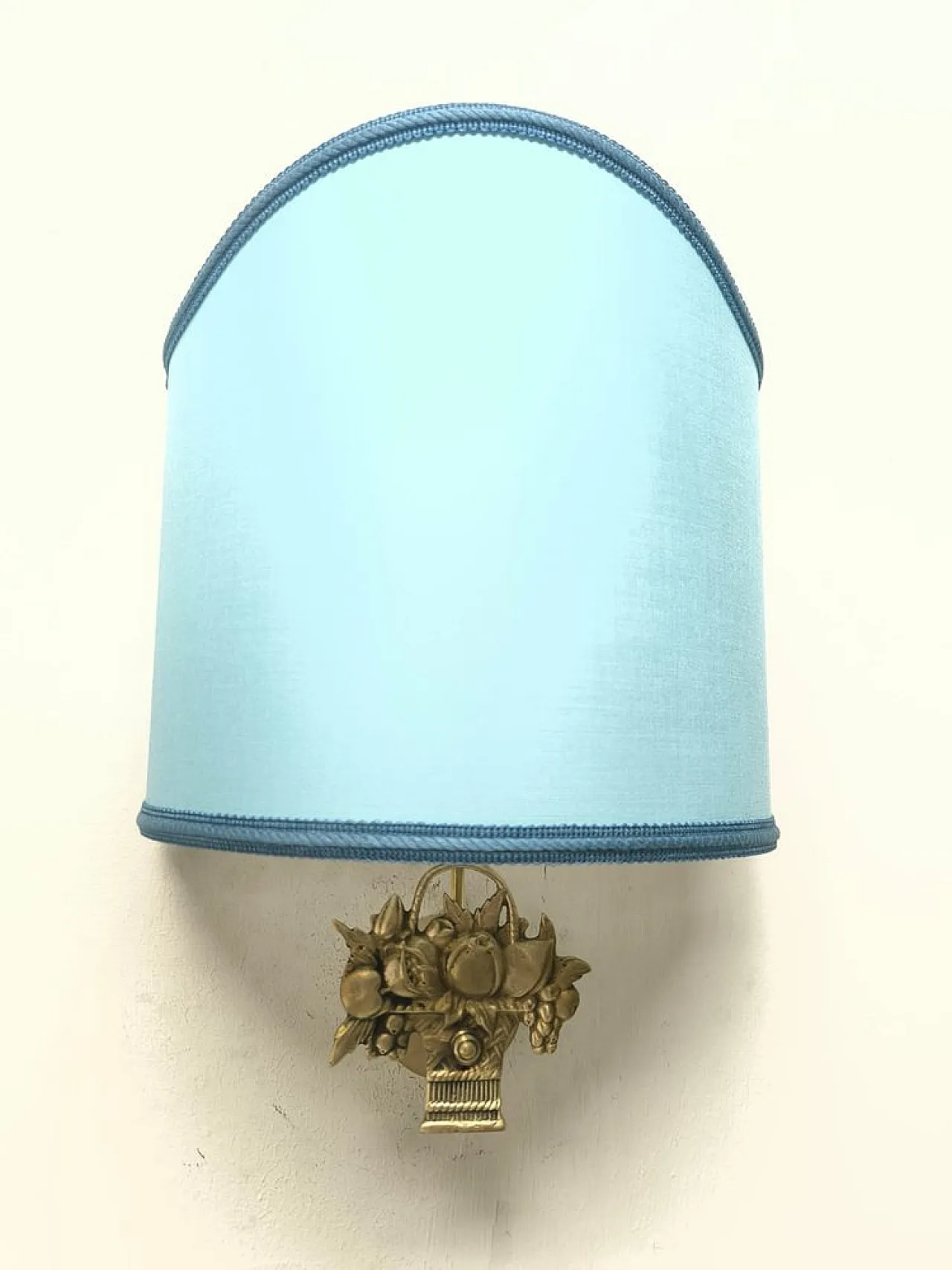 Fabric fan sconce with cast fruit decoration, 1950s 1