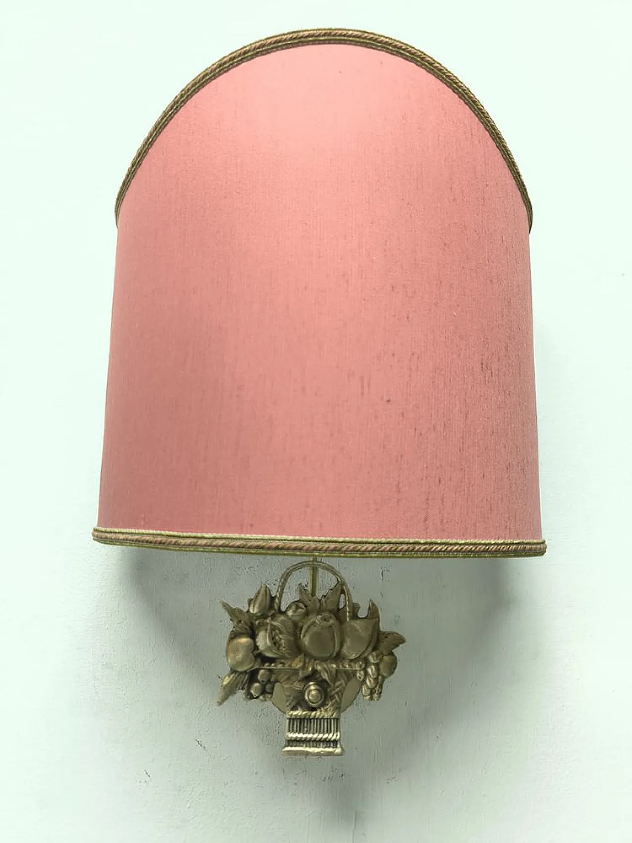 Fabric fan lampshade with cast fruit decoration, 1950s 1