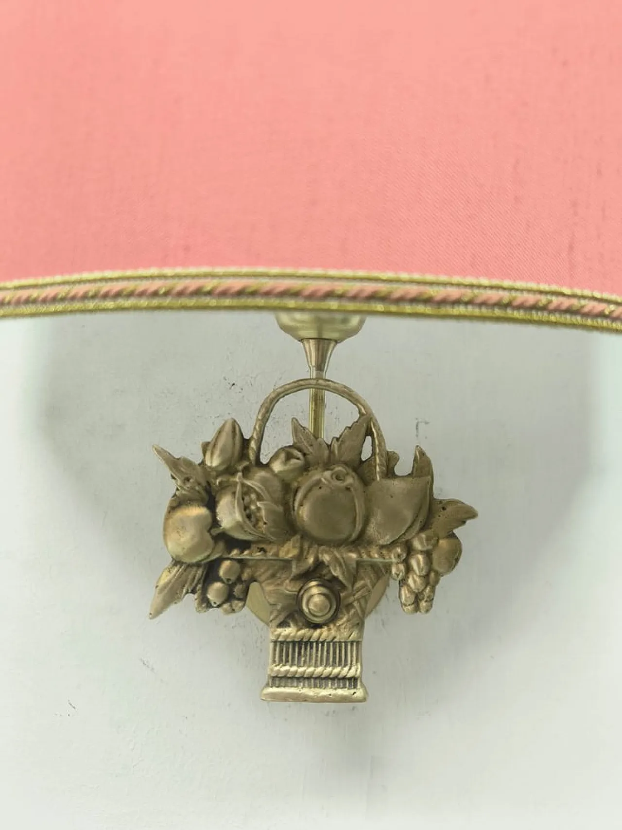 Fabric fan lampshade with cast fruit decoration, 1950s 2