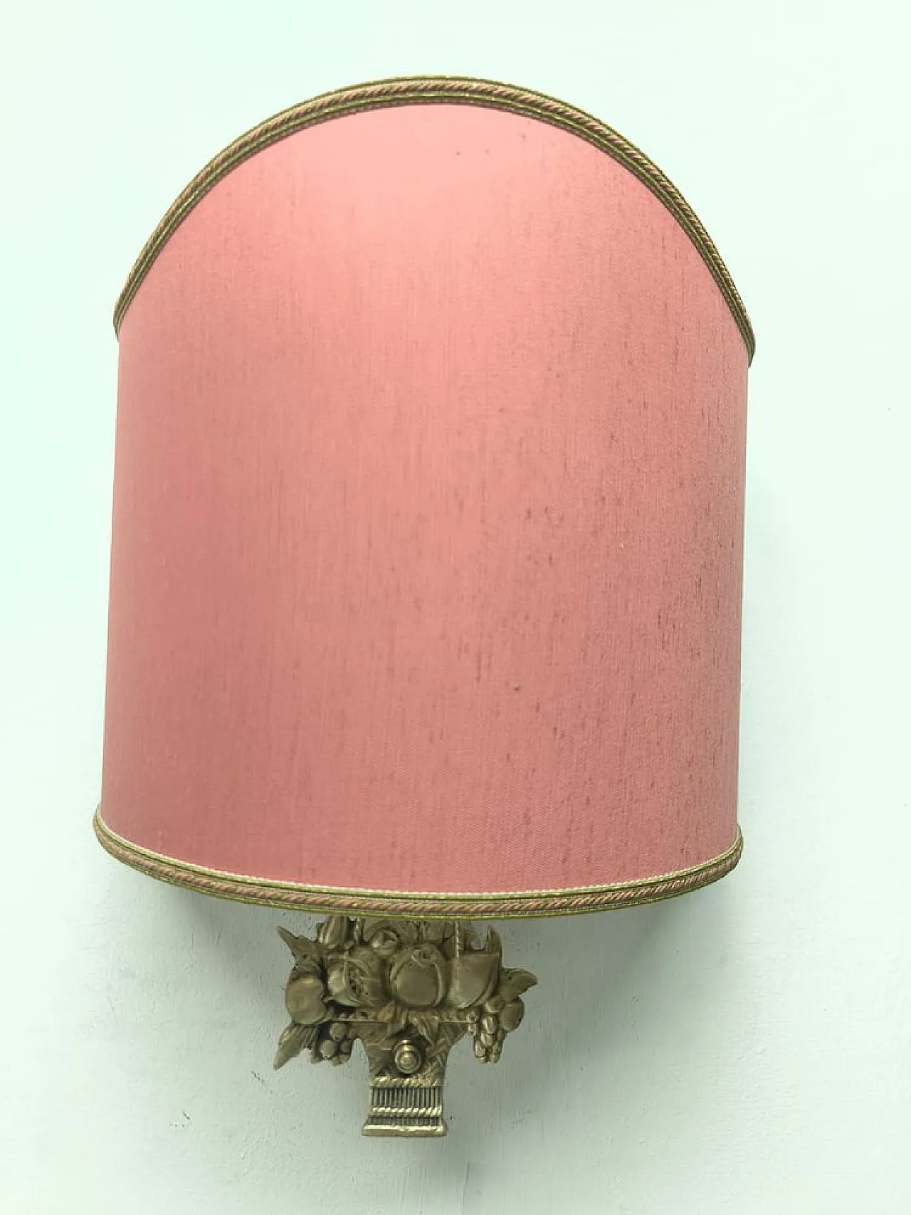 Fabric fan lampshade with cast fruit decoration, 1950s 4