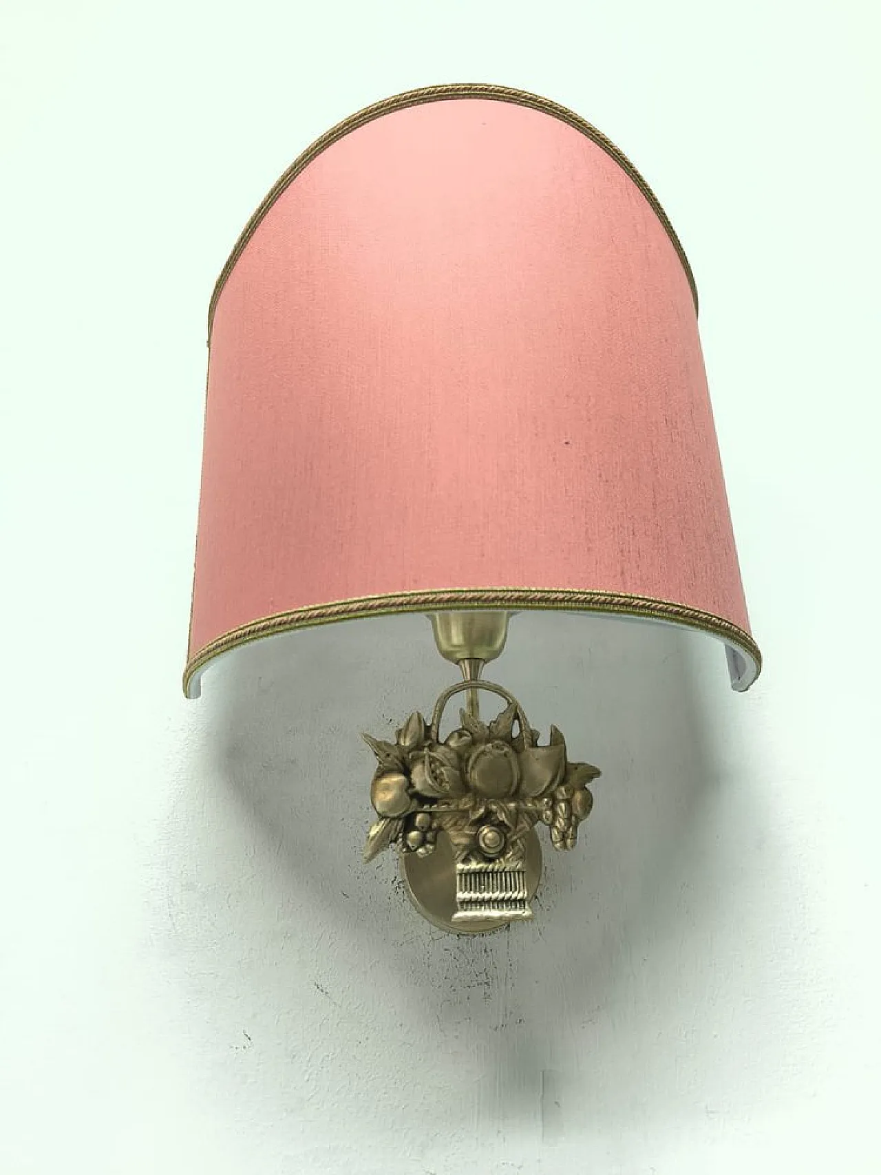 Fabric fan lampshade with cast fruit decoration, 1950s 5