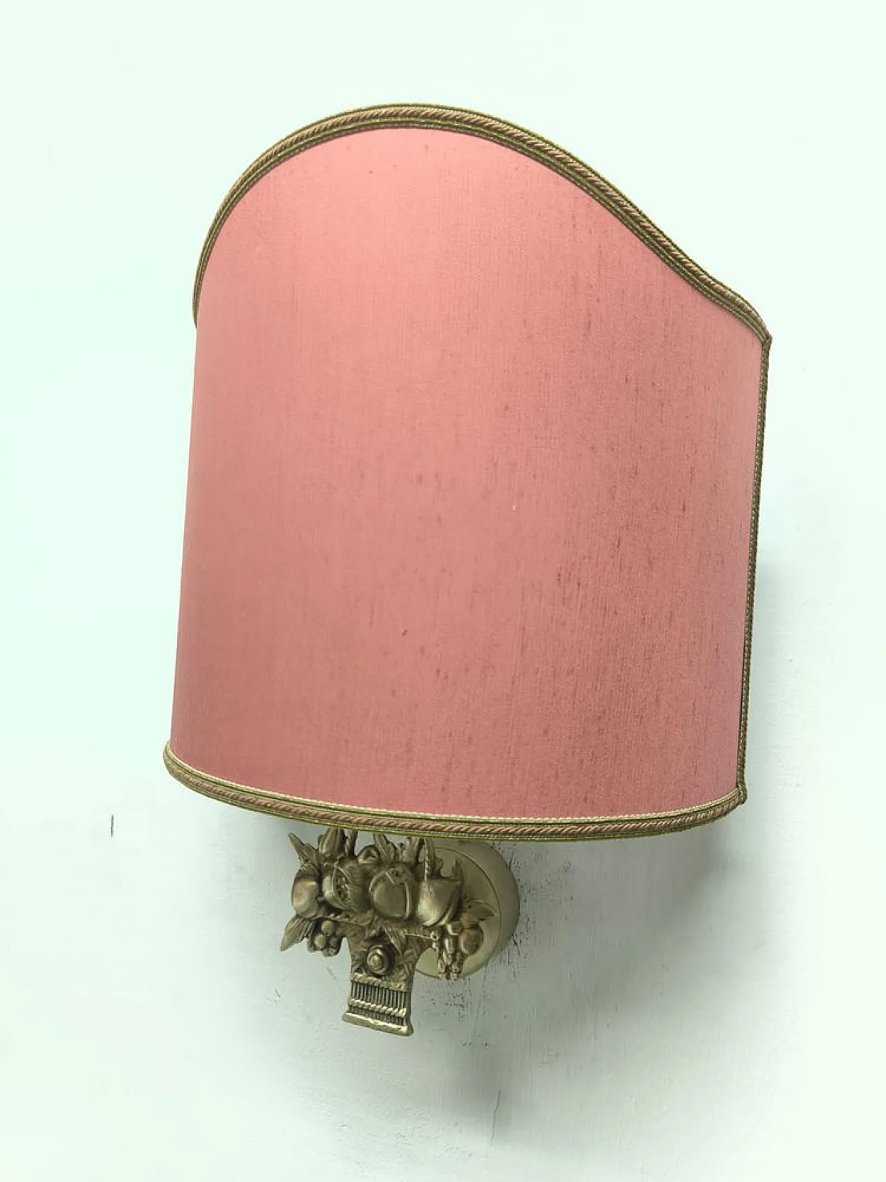 Fabric fan lampshade with cast fruit decoration, 1950s 6