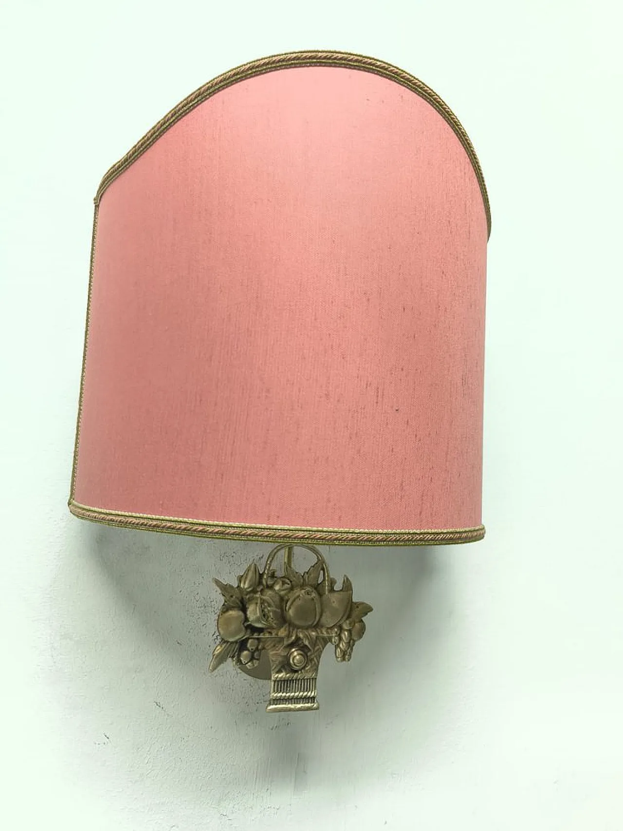 Fabric fan lampshade with cast fruit decoration, 1950s 8