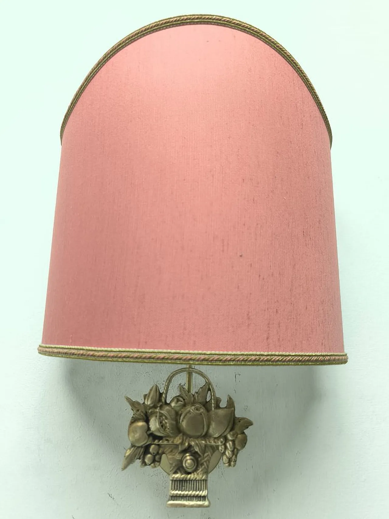 Fabric fan lampshade with cast fruit decoration, 1950s 9